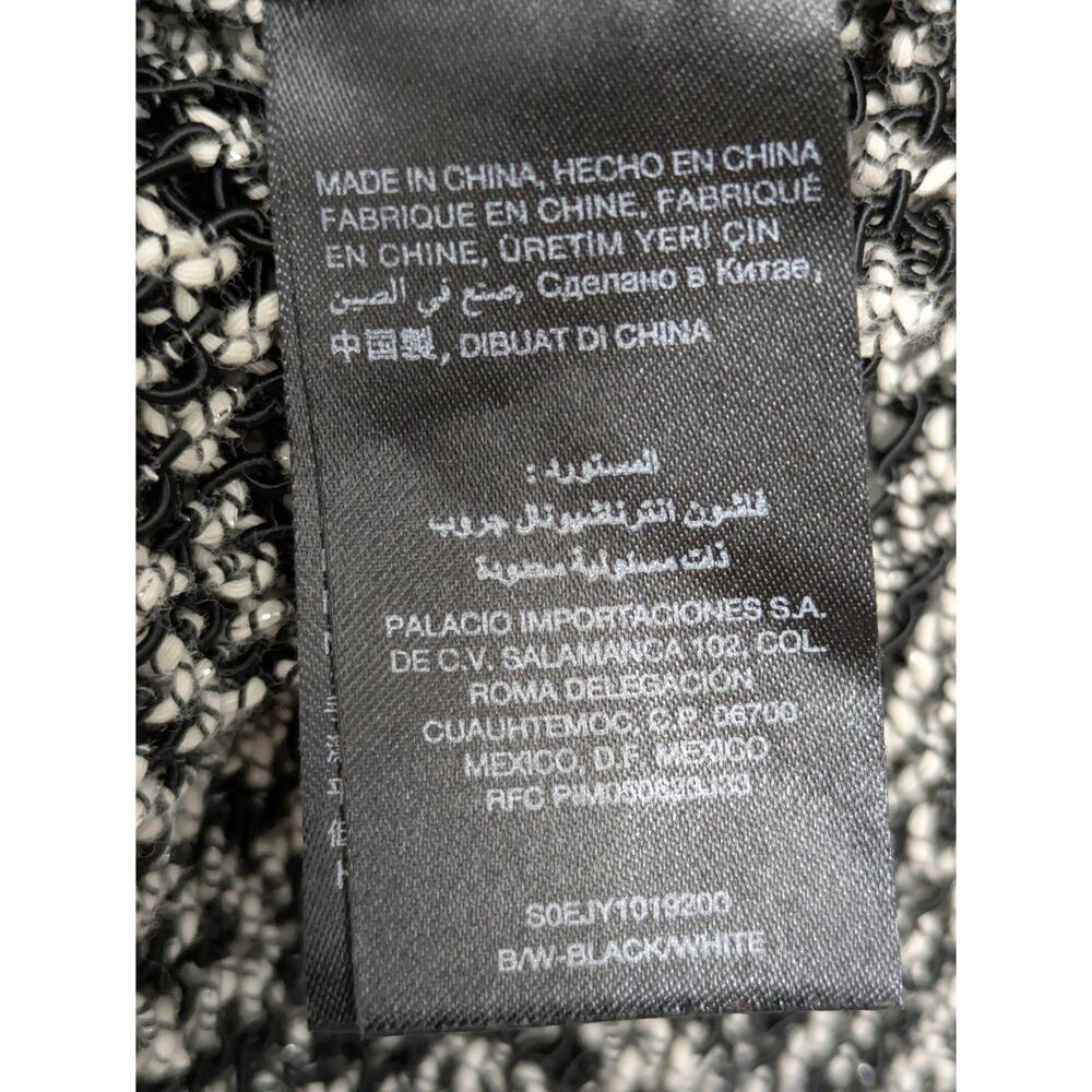 bebe Womens L Sheer Open Knit Sweater Black White Y2K Long Sleeve Going Out Top - Picture 7 of 8